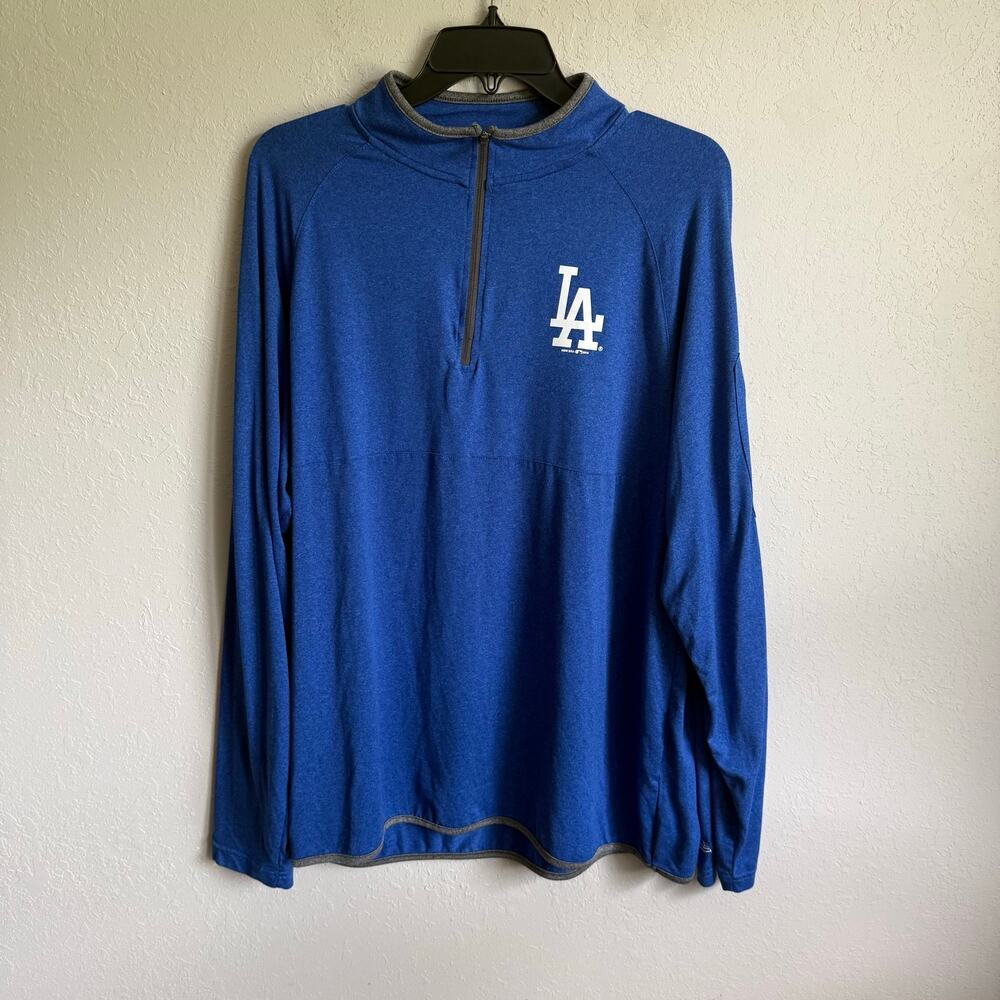 Men’s L Blue New Era Los Angeles Dodgers Sporty Athletic Quarter Zip Pullover